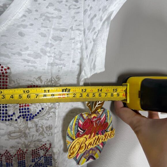 Vintage Y2K Apple Bottoms Rhinestone Women’s V Neck Mesh Sheet Shirt - Picture 4 of 5